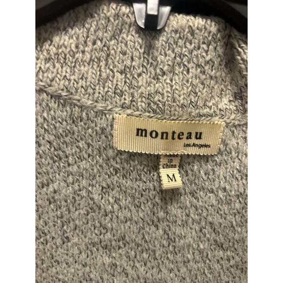 Monteau Lagenlook Beige Oatmeal Collared Long Line Sweater Vest Size Medium Warm - Picture 2 of 5